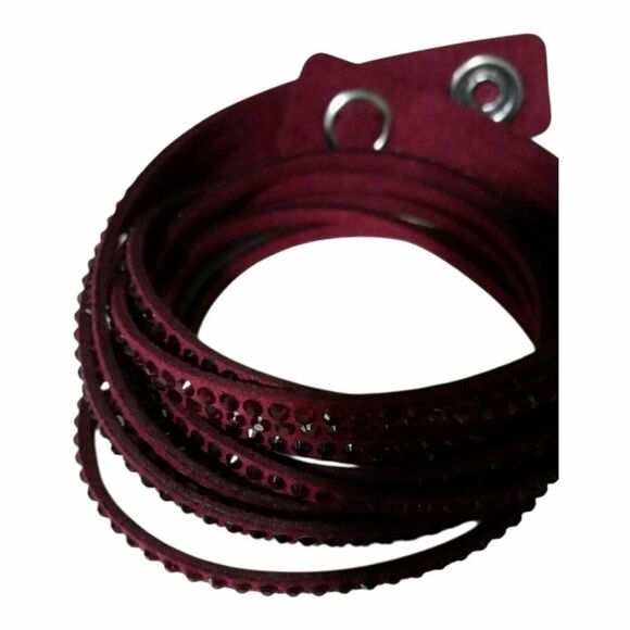Swarovski Slake Wrap Bracelet Burgundy with Clear Crystal Stones Adjustable Crys - Picture 1 of 7